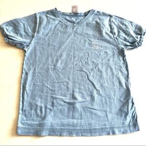 Petit Bateau boys light blue v neck T-shirt size 6